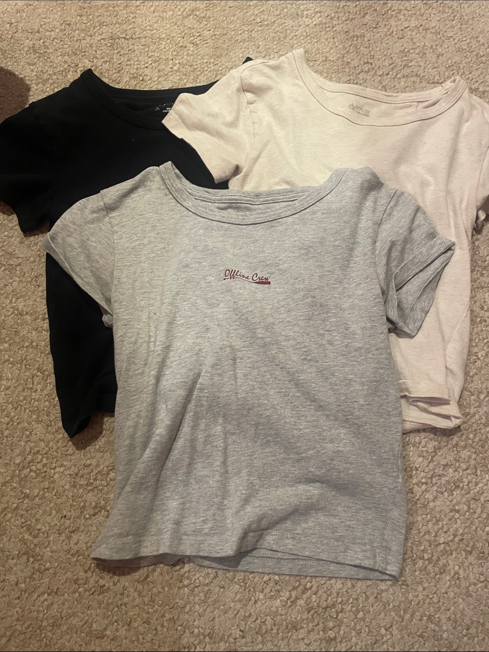 aerie Short Sleeve Tees in Black, Gray & Beige
